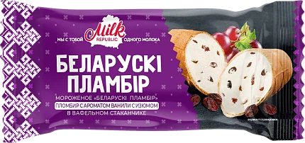 Морож. Беларускi Пламбiр пломб. с изюм.в ваф.ст 80грМЕС